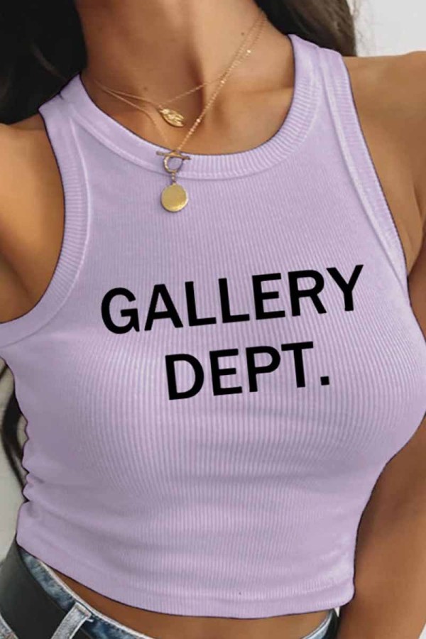 Light Purple Sexy Casual Print Letter O Neck Tops