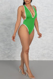 Fluorescent Color Sexy Solid Patchwork Swimwears