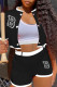 Black Casual Street Solid Embroidered Patchwork Buckle Cardigan Collar Short Sleeve Two Pieces