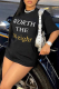 Black Casual Street Print Patchwork Letter O Neck T-Shirts