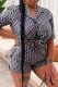 Blue Casual Print Letter Turndown Collar Short Sleeve Two Pieces