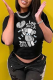 Black Casual Daily Print Patchwork O Neck T-Shirts