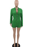 White Casual Solid Patchwork Zipper Collar Regular Rompers