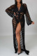 Black Sexy Solid Bandage Hollowed Out Patchwork Swimwears Cover Up