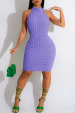 Purple Sexy Solid Patchwork Halter Pencil Skirt Dresses