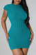 Lake Blue Sexy Solid Patchwork O Neck Pencil Skirt Dresses