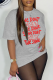 Grey Street Print Patchwork Letter O Neck T-Shirts