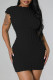 Black Sexy Solid Patchwork O Neck Pencil Skirt Dresses