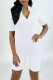 White Sexy Solid Patchwork Zipper Collar Skinny Rompers