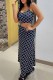 Black Casual Letter Patchwork Spaghetti Strap Sleeveless Two Pieces