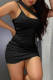 Black Sexy Casual Solid Hollowed Out One Shoulder Sleeveless Dress Dresses