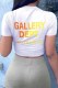 White Casual Print Letter O Neck T-Shirts
