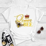 White Casual Print Basic O Neck T-Shirts