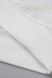 White Casual Street Print Patchwork O Neck Tops