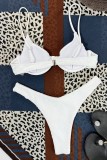 White Sexy Solid Patchwork Backless Swimwears (With Paddings)