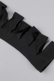 Black Sexy Solid Hollowed Out Off the Shoulder Long Sleeve Dresses