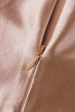 Pink Elegant Solid Patchwork Slit O Neck One Step Skirt Dresses