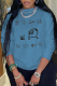 Blue Street Daily Print Patchwork O Neck Tops