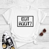 White Casual Letter Print Basic O Neck T-Shirts