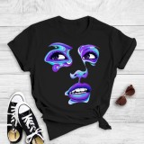 White Casual Print Basic O Neck T-Shirts