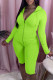 Fluorescent Green Casual Sportswear Solid Patchwork Zipper Hooded Collar Long Sleeve Two Pieces