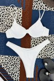 White Sexy Solid Patchwork Backless Swimwears (With Paddings)