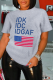 Grey Casual Street Print Patchwork Letter O Neck T-Shirts