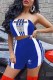 Blue Casual Print Letter Strapless Sleeveless Two Pieces