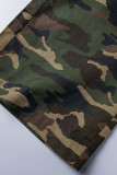 Camouflage Street Print Camouflage Print Patchwork Straight Mid Waist Straight Full Print Bottoms
