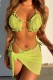 Green Sexy Solid Bandage Backless Swimsuit Three Piece Set (With Paddings)