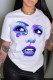 White Casual Print Basic O Neck T-Shirts