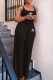 Black Street Print Letter U Neck Sleeveless Two Pieces