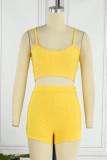 Red Sexy Casual Solid Backless Spaghetti Strap Sleeveless Two Pieces