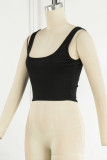 Blue Casual Sportswear Solid Patchwork U Neck Tops