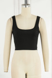 Blue Casual Sportswear Solid Patchwork U Neck Tops