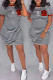 Red Casual Striped Print Patchwork Letter O Neck Pencil Skirt Dresses