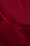 Red Sexy Solid Patchwork Asymmetrical Halter Irregular Dress Dresses