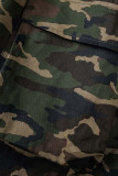 Camouflage Street Print Camouflage Print Patchwork Straight Mid Waist Straight Full Print Bottoms