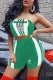 Green Casual Print Letter Strapless Sleeveless Two Pieces