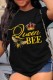 Black Casual Print Basic O Neck T-Shirts