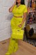 Yellow Casual Print Letter Hooded Collar Short Sleeve Two Pieces