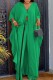 Green Casual Solid Patchwork V Neck Three Quarter Two Pieces