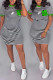 Green Casual Striped Print Patchwork Letter O Neck Pencil Skirt Dresses