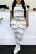 White Casual Striped Print Patchwork O Neck Short Sleeve Two Pieces