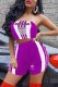 Purple Casual Print Letter Strapless Sleeveless Two Pieces