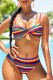 Multicolor Sexy Striped Print Backless Swimwears (With Paddings)