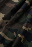 Camouflage Street Print Camouflage Print Patchwork Straight Mid Waist Straight Full Print Bottoms