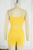 Red Sexy Casual Solid Backless Spaghetti Strap Sleeveless Two Pieces