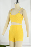 Red Sexy Casual Solid Backless Spaghetti Strap Sleeveless Two Pieces