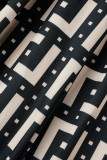 Yellow Casual Print Patchwork Turndown Collar Long Sleeve Two Pieces